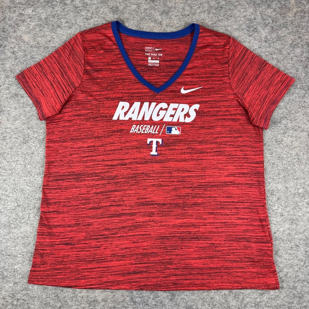 Nike Dri Fit Texas Rangers Baseball T-Shirt MLB Polyester Red Womens XL